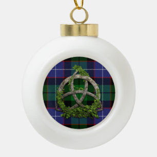 Galbraith Tartan And Celtic Trinity Knot Ceramic Ball Christmas Ornament