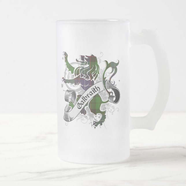 Galbraith Tartan Lion Frosted Glass Beer Mug (Right)