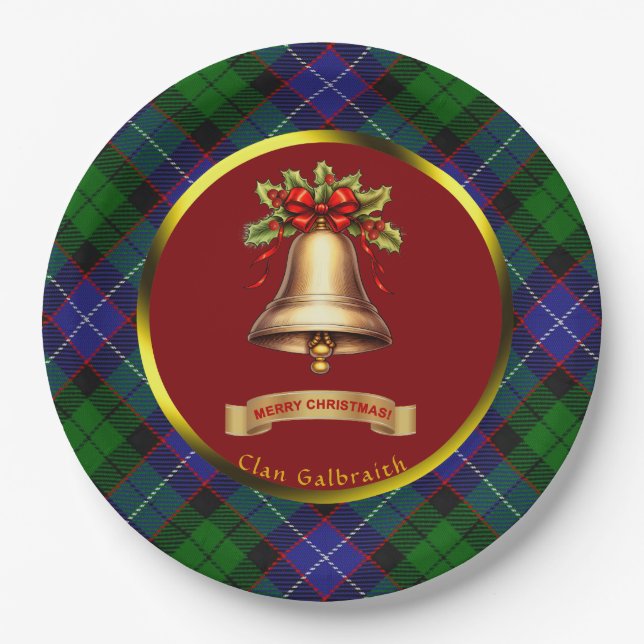 Galbraith Tartan Personalised Christmas Paper Plate (Front)