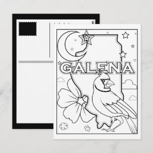 galena illinois state outline colouring page postcard