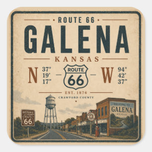 Galena Route 66 Retro Decal Square Sticker