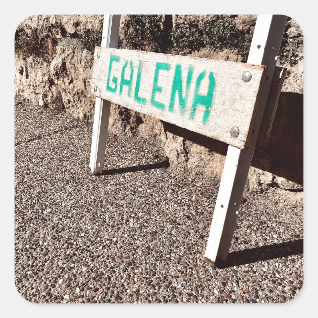 galena sidewalk sign square sticker (Front)