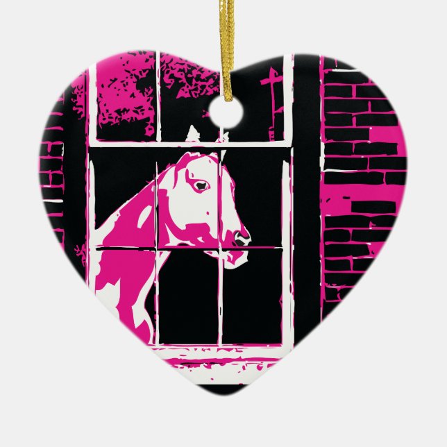 galena window horse ceramic tree decoration (Front)