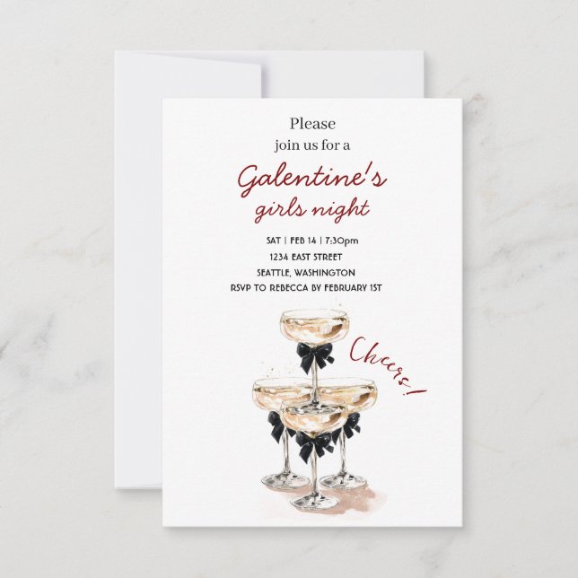 Galentine Champagne Party Invitation (Front)