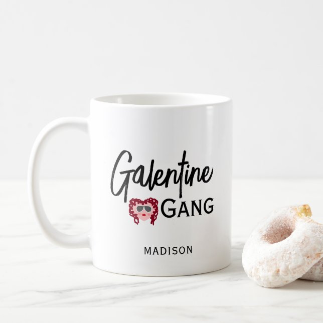Galentine Gang Best Friend Valentines Personalised Coffee Mug (With Donut)