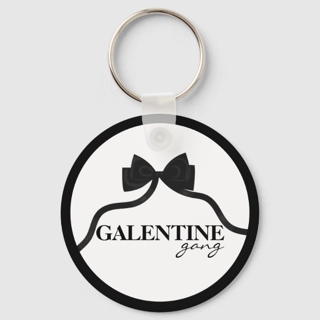 Galentine gang Friend Valentine Black Bow Key Ring (Front)
