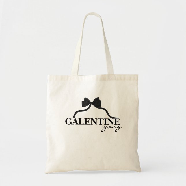 Galentine gang Friend Valentine Black Bow Tote Bag (Front)