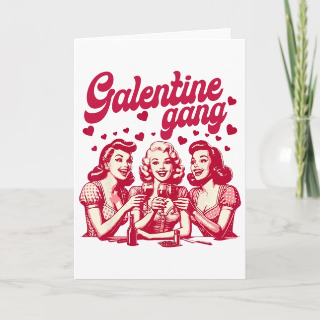 Galentine Gang Gal Pals Valentine Group Friendship Card (Front)