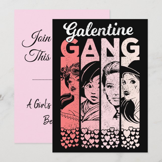 Galentine Gang Vintage Valentines Female Faces (Front/Back)