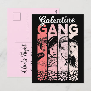 Galentine Gang Vintage Valentines Female Faces Postcard