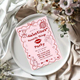 Galentine Hand Drawn Valentine Girls Night Party  Holiday Card