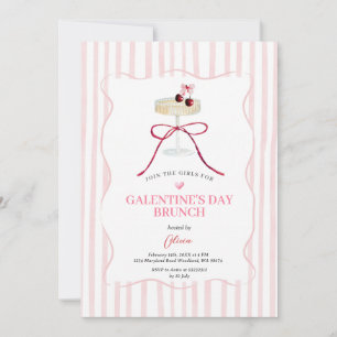 Galentine’s Day Brunch Invitation Pink Stripe