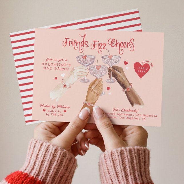 Galentine’s Day Party Friends & Bubbly Watercolor Invitation (Galentine’s Day Party Friends & Bubbly Watercolor Invitation1)