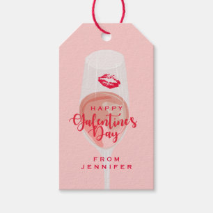 Galentine’s Day Party Watercolor Pink Rosé  Gift Tags