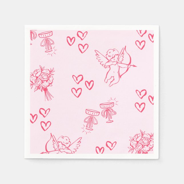 Galentine’s Day Valentine Girly Invitation Napkin (Front)