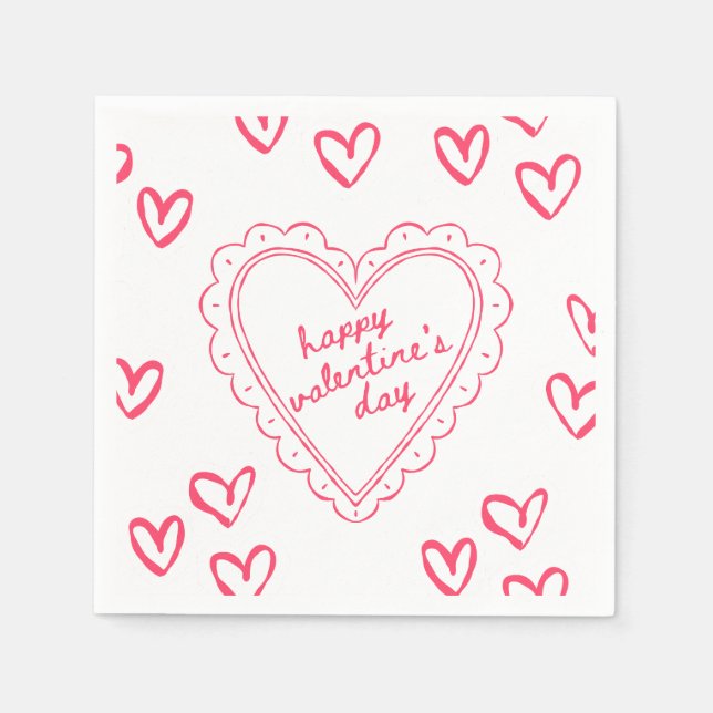 Galentine’s Day Valentine Girly Invitation Napkin (Front)