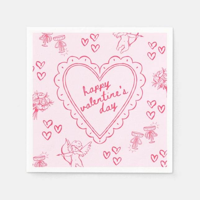 Galentine’s Day Valentine Girly Pink Napkin (Front)