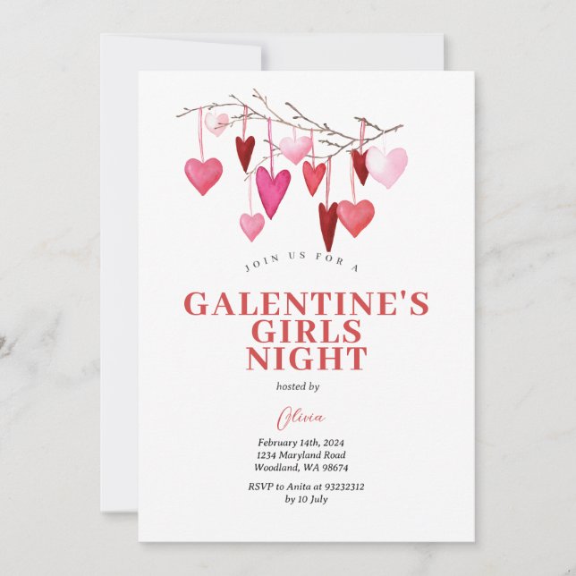 Galentine’s Girls Night Valentine’s Balloon Party Invitation (Front)
