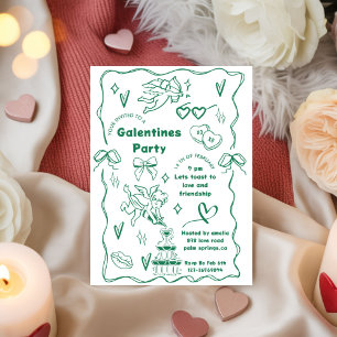 Galentine’s Party, Girls Galentine’s Hand Drawn  Invitation