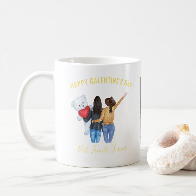 Galentine Valentine | BFF Best Friends Photo Coffee Mug (With Donut)