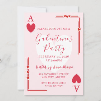 Galentines Ace Hearts Girls Valentines Invite