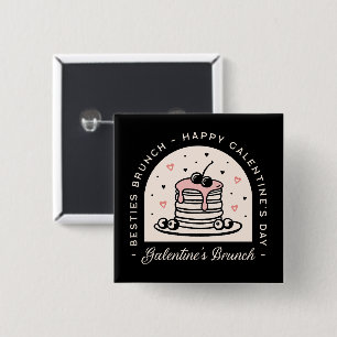 Galentines besties brunch party black 15 cm square badge
