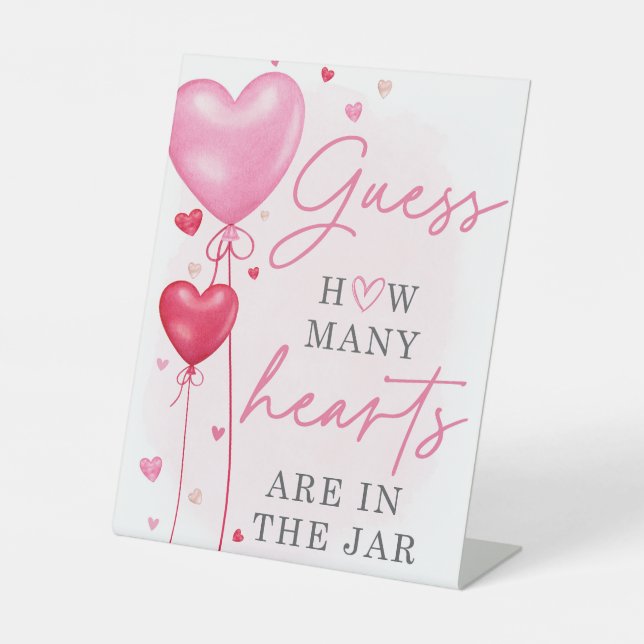 Galentine's Bridal Shower Guess Game Pedestal Sign (Front)