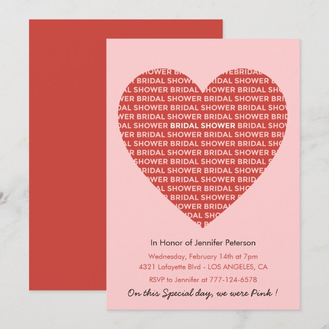 Galentines bridal shower invitation sweetheart (Front/Back)