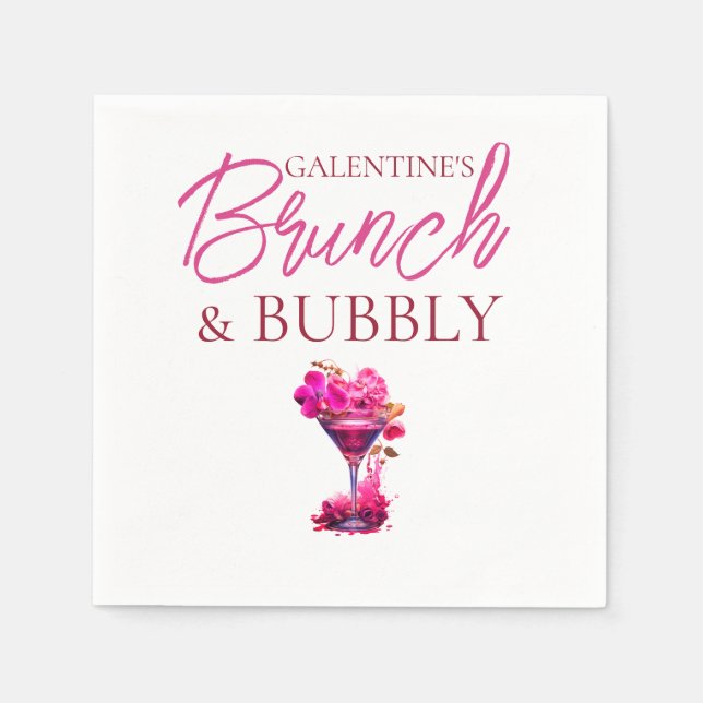 Galentine's Brunch and Bubbly Paper Napkin (Front)