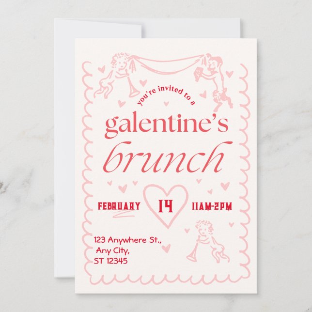 galentines brunch party Invitation (Front)
