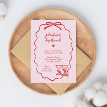 Galentines Brunch Pink Red Handwritten