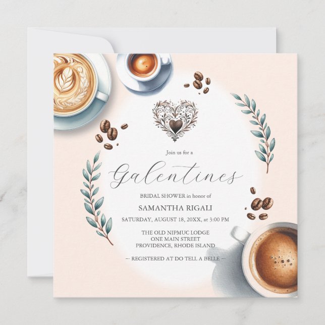 Galentines Coffee Bridal Shower Invitation (Front)