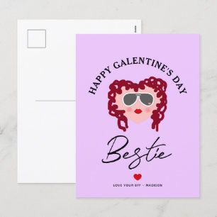 Galentines Day Best Friend Heart Purple Valentines Holiday Postcard