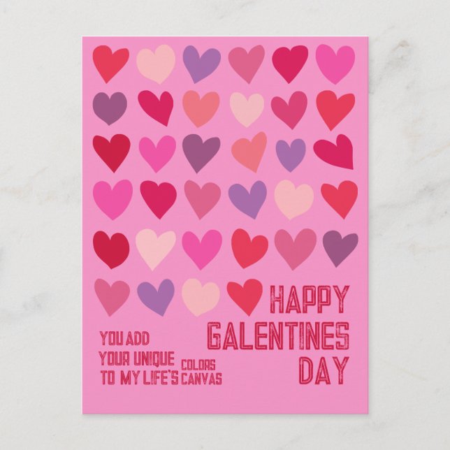 Galentines Day Best Friends Hearts Illustration Postcard (Front)