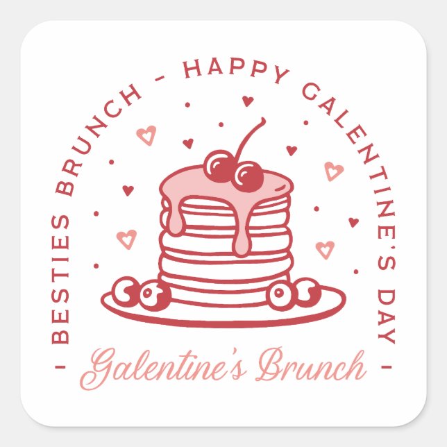Galentine's Day besties brunch coquette aesthetic Square Sticker (Front)