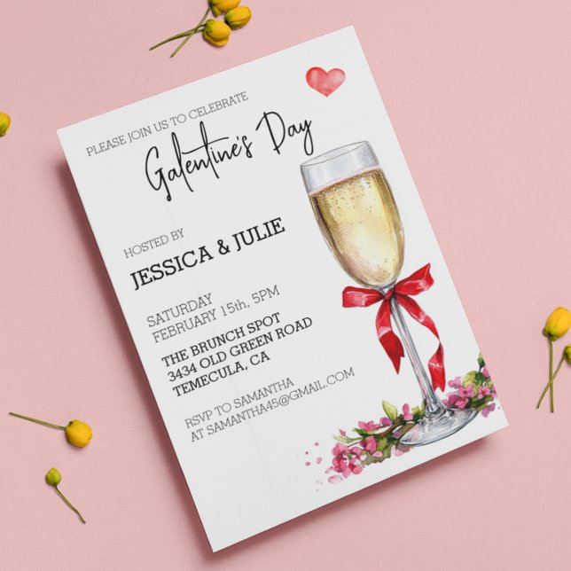 Galentine's Day Brunch Champagne  Invitation (Creator Uploaded)