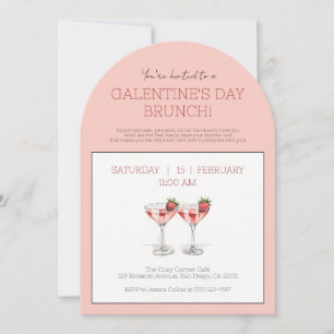 Galentine's Day Brunch Cute Pink Modern Party Invitation