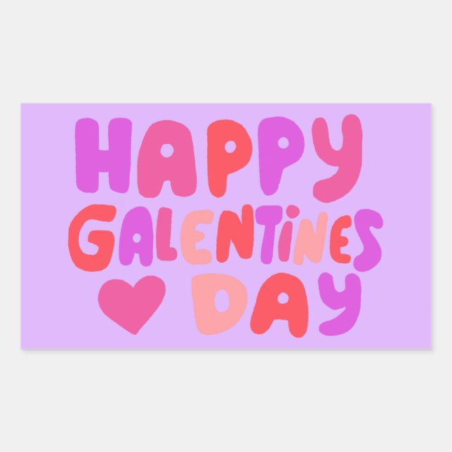 Galentines Day Bubble Letters Curvy Retro Groovy  Rectangular Sticker (Front)