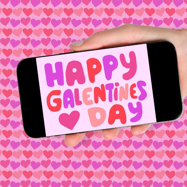 Galentines Day Bubble Letters Groovy Retro Digital Card (Happy Galentines Day Bubble Letters Groovy Retro Digital Card Online Email eCard)