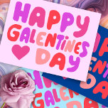Galentines Day Bubble Letters Pink Curvy Retro Postcard<br><div class="desc">Check out this sweet and colourful art,  hand made by me for you! Feel free to add your own text or change the colours. Visit my shop for more!</div>