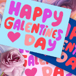Galentines Day Bubble Letters Pink Curvy Retro Postcard<br><div class="desc">Check out this sweet and colourful art,  hand made by me for you! Feel free to add your own text or change the colours. Visit my shop for more!</div>