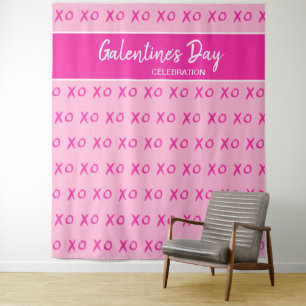 Galentine's Day Celebration Pink XOXO pattern Tapestry