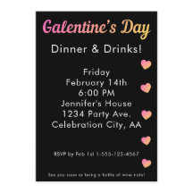 Galentines Day Dinner Drinks Pink Black Party