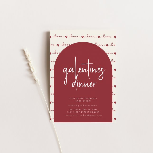 Galentines Day Dinner Invite with Red Love (Creator Uploaded)