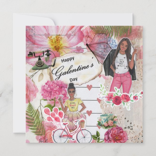 Galentine's Day Flat Greeting Card (Front)