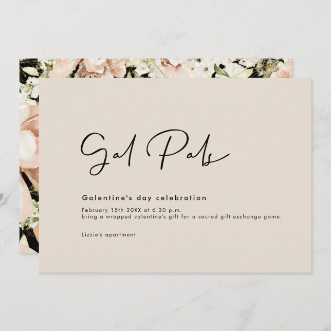 Galentine's Day Floral Invitation Card (Front/Back)