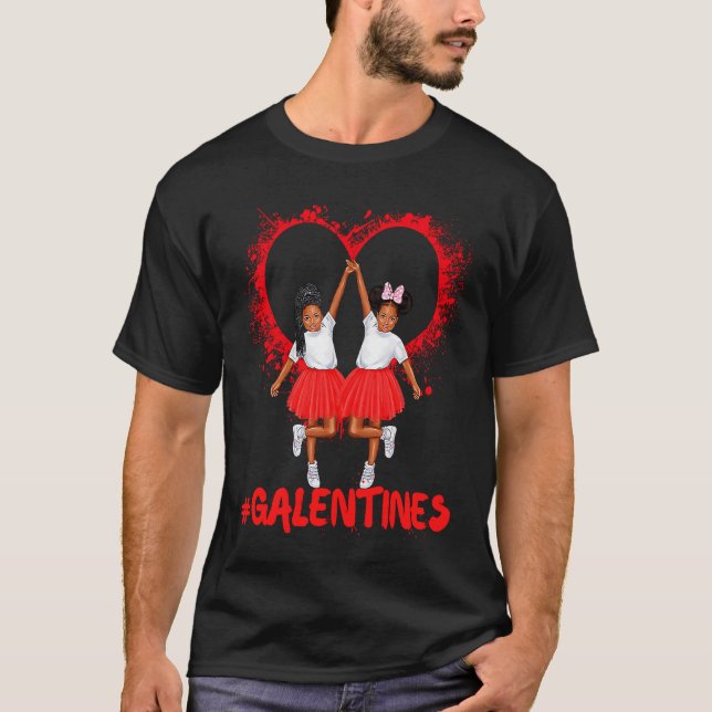 Galentines Day Fun Cute Brown Skin Girls Best Girl T-Shirt (Front)
