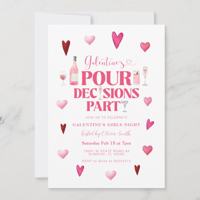 Galentine's Day Girls Night Valentine’s Party Invitation (Front)