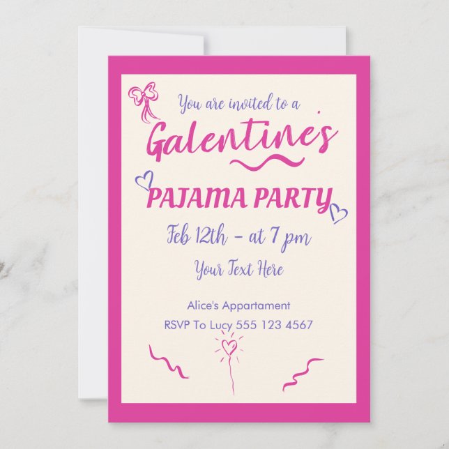 Galentine's Day Girls Pajama Party Invitation (Front)