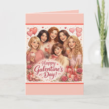 Galentine's Day Greeting Card, Six Girlfriends